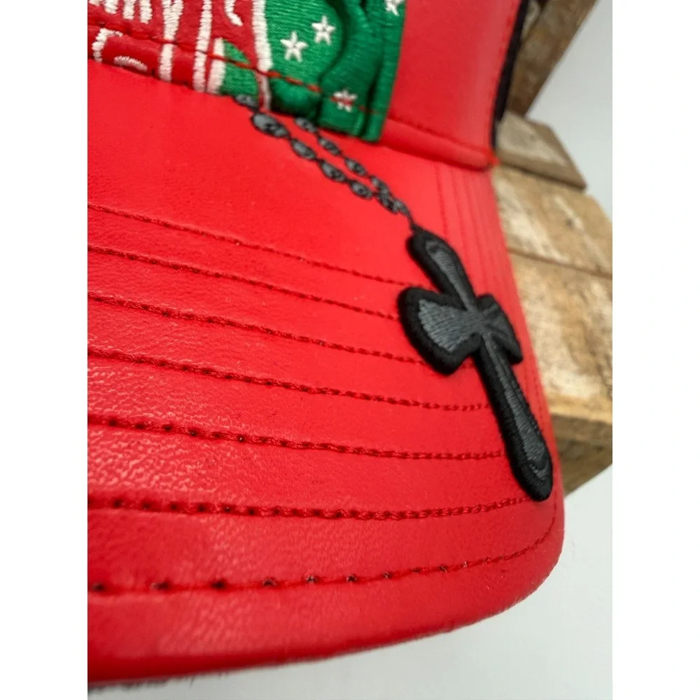 mens hatRed Monkey Los Angeles Virgin Mary Trucker Hat Red Black Limited Edition